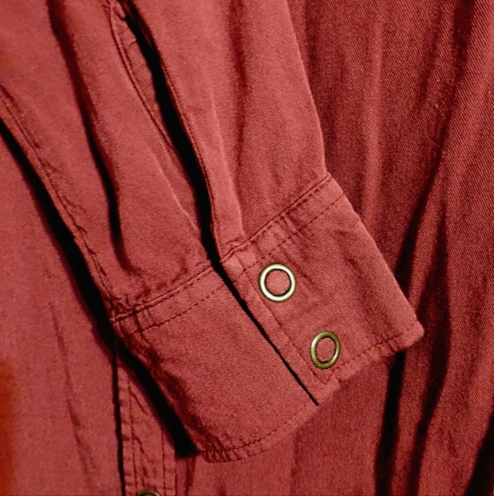 5/$50 EUC Roxy Womens Tomini Bay View Shirt Dress Snap Closure Oxblood Red Sz.S - Picture 7 of 10